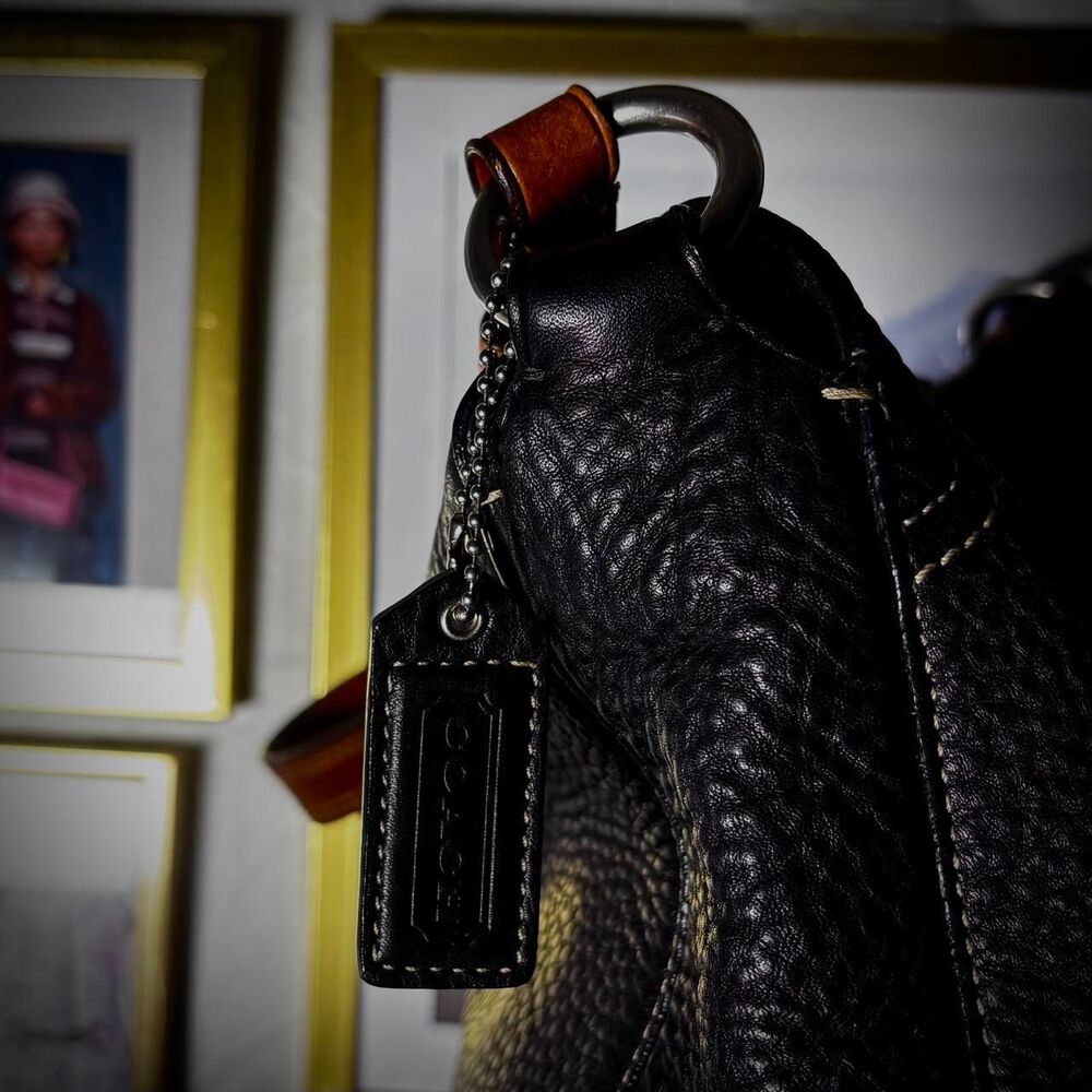 Vintage Coach Black Pebbled Leather Chelsea Hobo - Picture 7 of 8